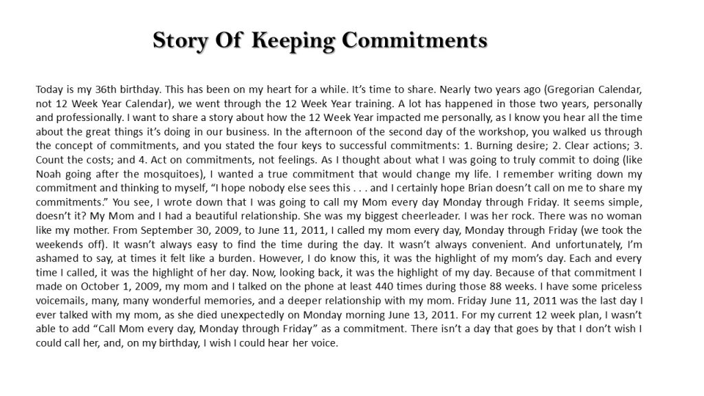 Story of Keeping commitment 